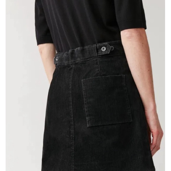 Cos Black Velvet Denim Mini Skirt With Adjustable Waist, sz 12 - Picture 2 of 8